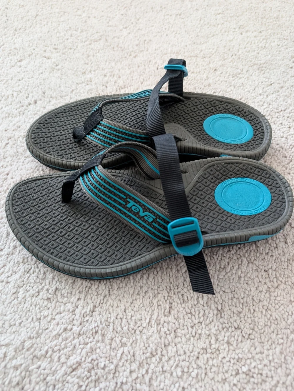 Teva Bomber Flip Flops Women's Size 8 Gray Blue Slip On Thong Slides Sandals - Picture 2 of 12